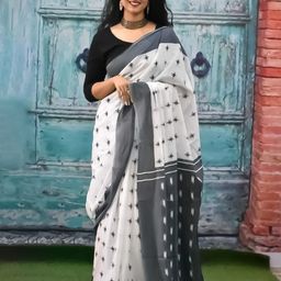 Craft Musium Pure Cotton Hand Block Printed Saree-picture-2