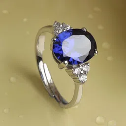 BELWICK Silver-Plated American Diamond Studded Finger Ring-14