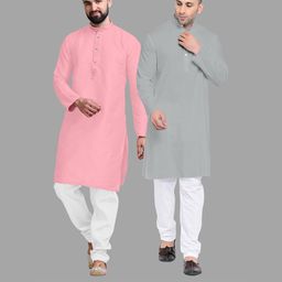 VS MALL Grey Cotton Blend Kurta Sets-picture-16