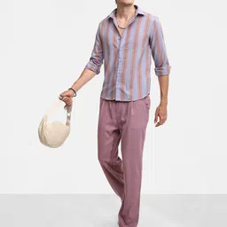 Campus Sutra Men Comfort Spread Collar Striped Cotton Casual Shirt-image-13