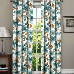 RRC White & Green Set of 2 Floral Window Curtain-image-47