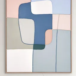 Home Centre Artistry Beige & Blue Abstract Printed Canvas Wall Photo Frames-5