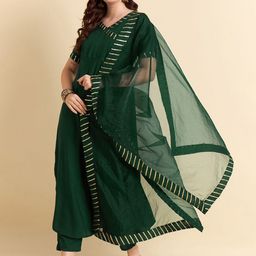 Anouk Rustic Women Pleated Gotta Patti Kurta with Trousers & With Dupatta-image-54