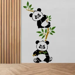 Painting for Wall Stencil (Size:- 24X40 Inch) Theme:- "Cute Panda with Bamboo" (ARNJ-36521) DIY Reusable Painting Design Suitable for Bedroom, Drawing Room, Living Room Wall Stencil-2