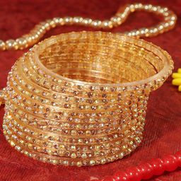 LAVAZZA Set Of 12 Crystals-Studded Glass Bangles-image-50