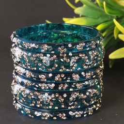 LAVAZZA Set Of 6 Crystal & Zircon-Studded Antique Bangles-image-91