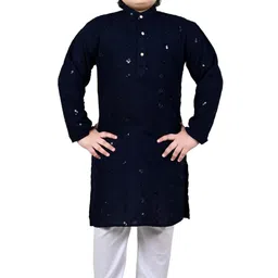 Arshia Fashions Boys Embroidered Regular Sequinned Kurta with Pyjamas-30