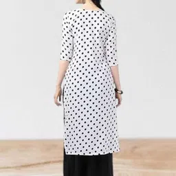 KANUDA Women White Crepe A-Line Kurtas-picture-21