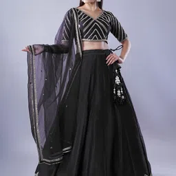 Utsav Fashion Geometric Embroidered Ready to Wear Lehenga & Blouse With Dupatta-picture-12