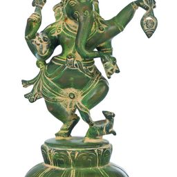 Exotic India Green & Yellow Lord Ganesha Religious Brass Idol Showpiece-image-27
