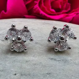 Arte Jewels 925 Sterling Silver Cubic Zirconia Studded Contemporary Studs-picture-28