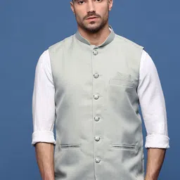 SHOWOFF Woven Slim-Fit Nehru Jackets-57