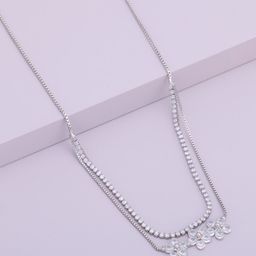 Kushal's Fashion Jewellery Rhodium-Plated Zircon Studded Chain-image-61