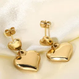 SUBHAGALANKAR Gold-Plated Heart Shaped Drop Earrings-17