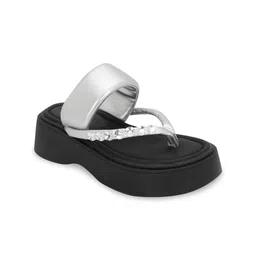 Truffle Collection Embellished PU Block Sandals-70