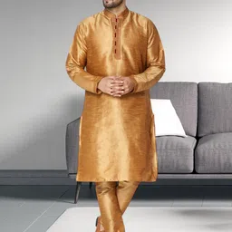 SKAVIJ Mandarin Collar Long Sleeves Regular Straight Kurta With Churidar-image-86