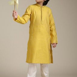 Manyavar Boys Floral Self Design Straight Kurta with Trouser-picture-14