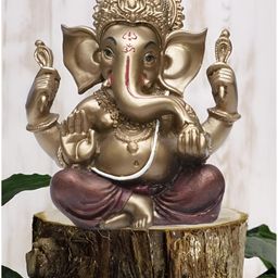 Ashnam Diverse Expression Gold-Toned Lord Ganesha Religious Idol Showpiece-86