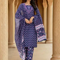 SKYLEE Women Floral Printed Kurta with Trousers & Dupatta-18