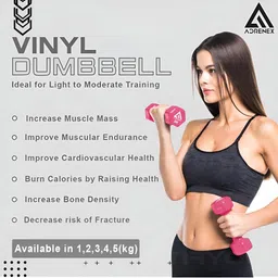 ADRENEX Set Of 2 Hexagon Fixed Weight Dumbbells - 5 kg Each image 3