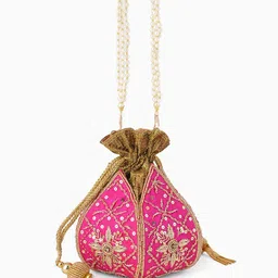 Anouk Embellished Sequinned lotus Leaf Shaped Potli Clutch image 3