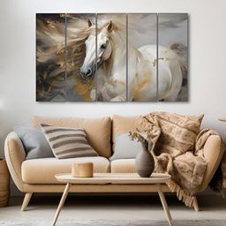 The Castle Decor Off White & Grey 5 Piece Wood Birds and Animals Wall Paintings-11
