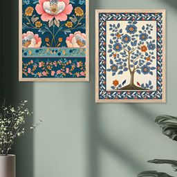 Kotart Green & White 2 Piece Wood Floral and Botanical Wall Paintings-picture-38