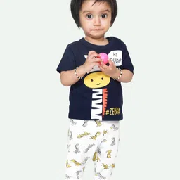 ariel Kids Printed Round Neck Pure Cotton T-shirt With Joggers-image-94