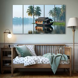 The Castle Decor Green & Blue 5 Pieces Nature Wooden Wall Arts-image-88