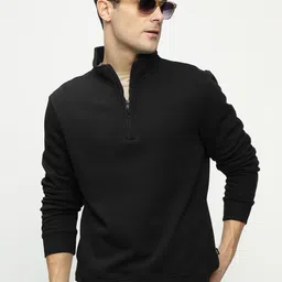 Hancock Men Solid Mock Collar Anti Odour Fleece Pullover Sweatshirt-picture-16