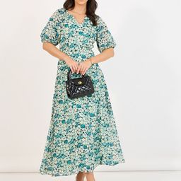 Styli Women Floral Printed V-Neck Short Sleeves A-Line Maxi Dress-image-44