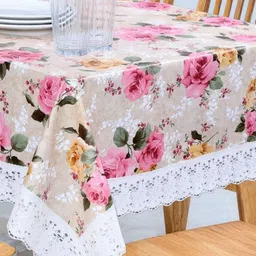 Stylista Pink Floral 4-Seater Rectangle Table Cover-13