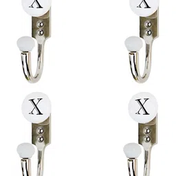 IndianShelf White 4 Pieces Ceramic & Zinc 4 Alphabet Wall Hooks-image-104