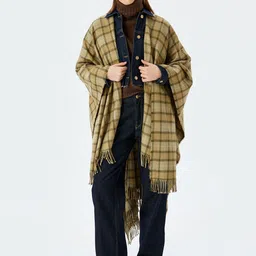 Koton Checked Front Open Shrug-picture-7