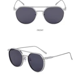 Arzonai Unisex Black Lens Round Sunglasses with UV Protected Lens-image-17