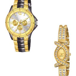 Gopal Shopcart Unisex Pack Of 2 Analogue Watch rosra_black_Gold_whiteDial_AKS1-image-50