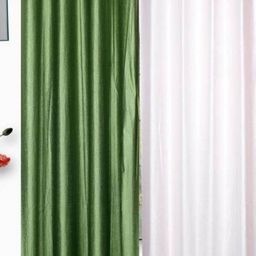 BELLA TRUE Green & White 2 Pieces Long Door Curtains-image-84