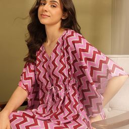 ETC Chevron Printed Kaftan Midi Nightdress-picture-5