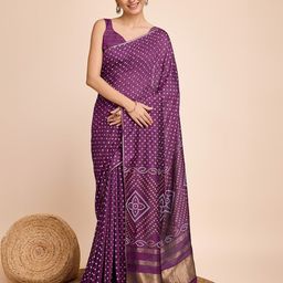 Rangtulika Ethnics Bandhani Zari Silk Blend Bandhani Saree-image-50