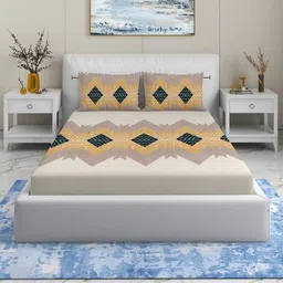 Quirky Home Beige 180 TC King Bedsheet with 2 Pillow Covers-image-44