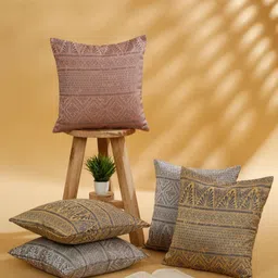Myntra Elegant Homes Blue & Pink 5 Pieces Printed Square Cushion Covers-19