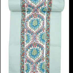 Ratan Cart Sea Green & White Ikat Printed Cotton Runners-29