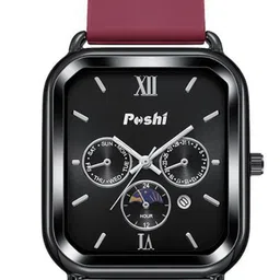 Poshi Men Square Dial Silicone Strap Watch with Adjustable Clasp image 2
