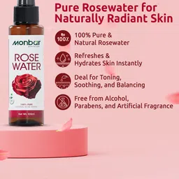 MONBAIR Set of 2 Pure Rose Water For Pore Reduction & Hydration - 100 ml Each image 5