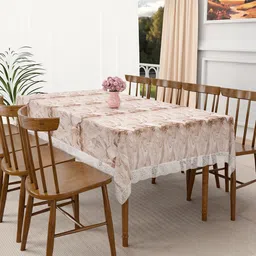 Kuber Industries Brown & White Printed Waterproof 8-Seater Rectangle Table Cover-6