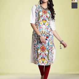 Moda Rapido Selection Of 2 Floral Printed Round Neck Straight Kurtas-picture-16