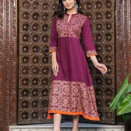 SIDDHANAM Ethnic Motifs Print Fit and Flare Ethnic Dress-image-24