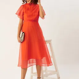ANVI Be Yourself Women Flared Sleeve Chiffon Fit & Flare Midi Dress-image-39