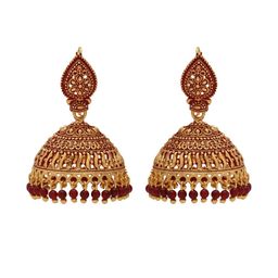 missmister Brass 24KT Micron 1 Gram Gold Plated Traditional Jhumki Earrings for Women-picture-48