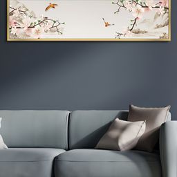 Myntra Elegant Homes White & Pink Cherry Blossom Bird Canvas Wall Painting-image-23